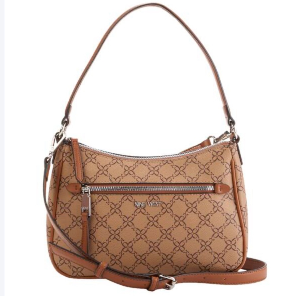 Nine West Collette Mini Shoulder Bag in Mocha Logo